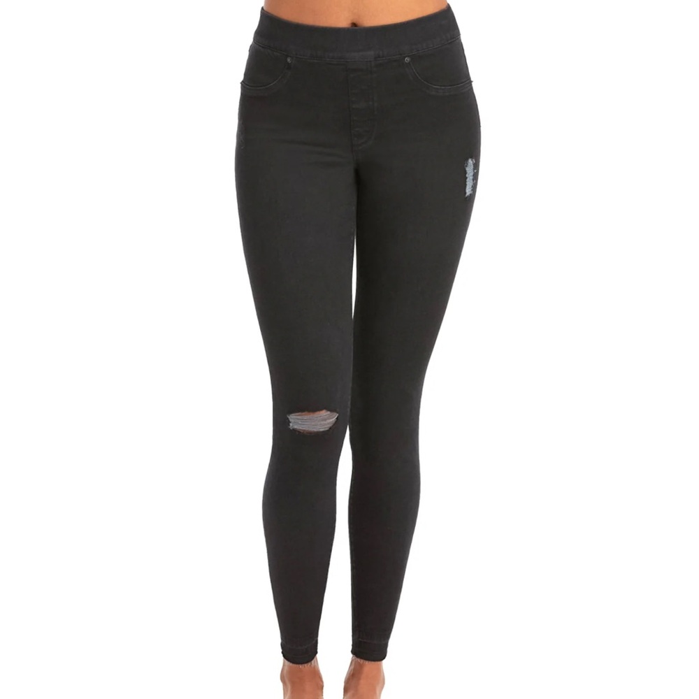 SPANX Black Distressed Skinny Jeans in Vintage Black *GOOD USED CONDITION*